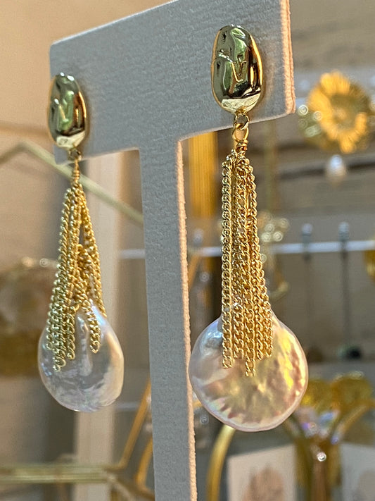 Earrings, Natural Baroque Pearl