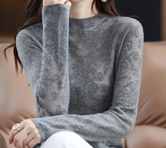 Sweater, 100% Cashmere Long Sleeved Blouse